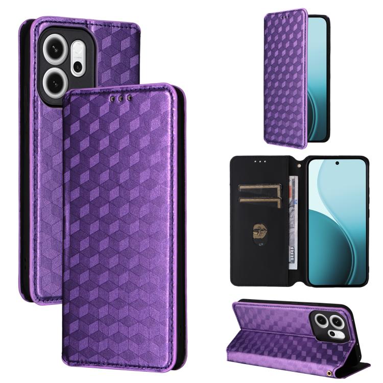 Cubic Grid Texture Flip Leather Phone Case, For OPPO Reno16 F 5G / Reno16 FS 5G, For OPPO Reno15 A 5G / Reno15 F 5G, For OPPO Reno16 5G / Reno16 Pro 5G Global, For OPPO Find X9 Ultra 5G, For OPPO A6X 4G / 5G / A6 5G Global                              ...