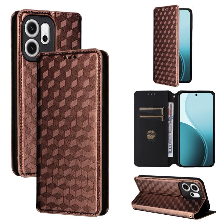Cubic Grid Texture Flip Leather Phone Case, For OPPO Reno16 F 5G / Reno16 FS 5G, For OPPO Reno15 A 5G / Reno15 F 5G, For OPPO Reno16 5G / Reno16 Pro 5G Global, For OPPO Find X9 Ultra 5G, For OPPO A6X 4G / 5G / A6 5G Global                              ...