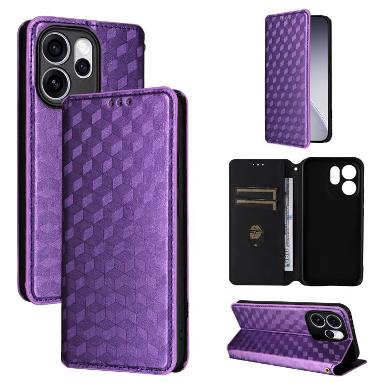 Cubic Grid Texture Flip Leather Phone Case, For OPPO Reno16 F 5G / Reno16 FS 5G, For OPPO Reno15 A 5G / Reno15 F 5G, For OPPO Reno16 5G / Reno16 Pro 5G Global, For OPPO Find X9 Ultra 5G, For OPPO A6X 4G / 5G / A6 5G Global                              ...