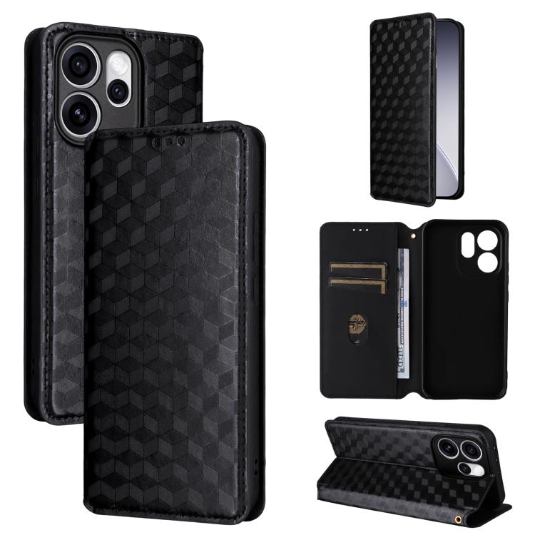 Cubic Grid Texture Flip Leather Phone Case, For OPPO Reno16 F 5G / Reno16 FS 5G, For OPPO Reno15 A 5G / Reno15 F 5G, For OPPO Reno16 5G / Reno16 Pro 5G Global, For OPPO Find X9 Ultra 5G, For OPPO A6X 4G / 5G / A6 5G Global                              ...
