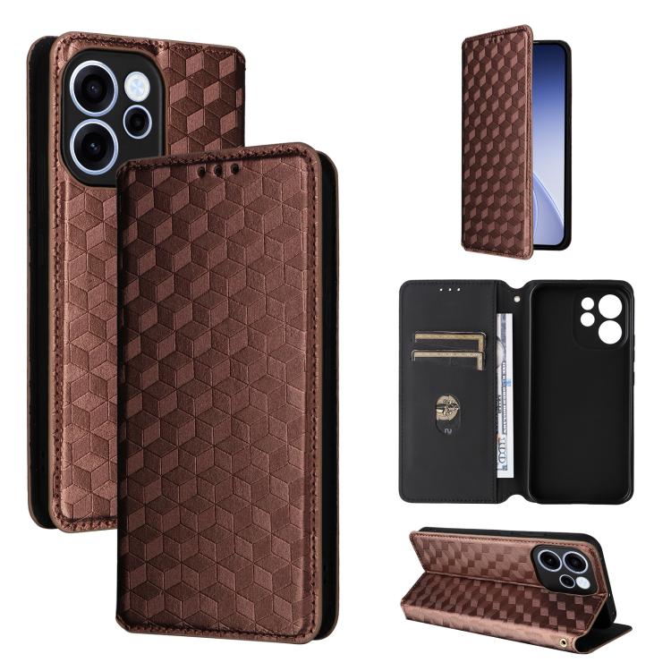Cubic Grid Texture Flip Leather Phone Case, For OPPO Reno16 F 5G / Reno16 FS 5G, For OPPO Reno15 A 5G / Reno15 F 5G, For OPPO Reno16 5G / Reno16 Pro 5G Global, For OPPO Find X9 Ultra 5G, For OPPO A6X 4G / 5G / A6 5G Global                              ...