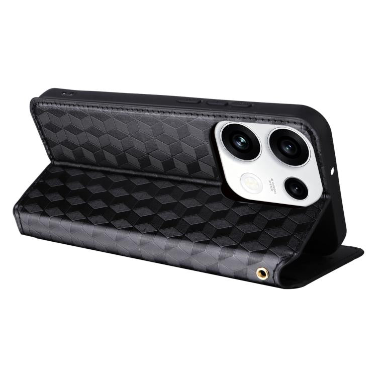 Cubic Grid Texture Flip Leather Phone Case, For OPPO Reno16 F 5G / Reno16 FS 5G, For OPPO Reno15 A 5G / Reno15 F 5G, For OPPO Reno16 5G / Reno16 Pro 5G Global, For OPPO Find X9 Ultra 5G, For OPPO A6X 4G / 5G / A6 5G Global                              ...