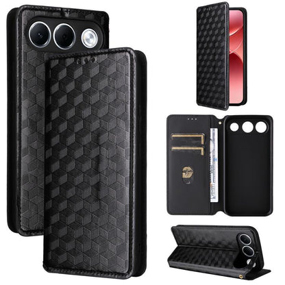 Cubic Grid Texture Flip Leather Phone Case, For OPPO A7 Pro 5G, For OPPO A7 Pro Max / F35 Pro 5G, For OPPO Reno16 F 5G / Reno16 FS 5G, For OPPO Reno15 A 5G / Reno15 F 5G, For OPPO Reno16 5G / Reno16 Pro 5G Global, For OPPO Find X9 Ultra 5G             ...