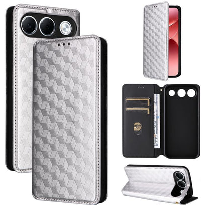 Cubic Grid Texture Flip Leather Phone Case, For OPPO A7 Pro 5G, For OPPO A7 Pro Max / F35 Pro 5G, For OPPO Reno16 F 5G / Reno16 FS 5G, For OPPO Reno15 A 5G / Reno15 F 5G, For OPPO Reno16 5G / Reno16 Pro 5G Global, For OPPO Find X9 Ultra 5G             ...