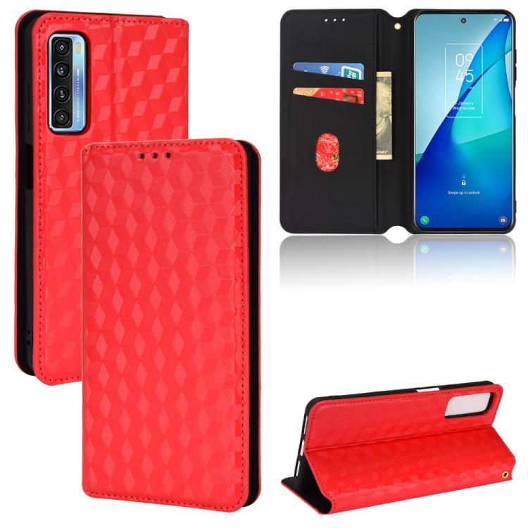 Cubic Grid Texture Flip Leather Phone Case, For TCL 20 XE, For TCL 20 5G / 20S / 20L / 20L+, For TCL 20 Pro 5G