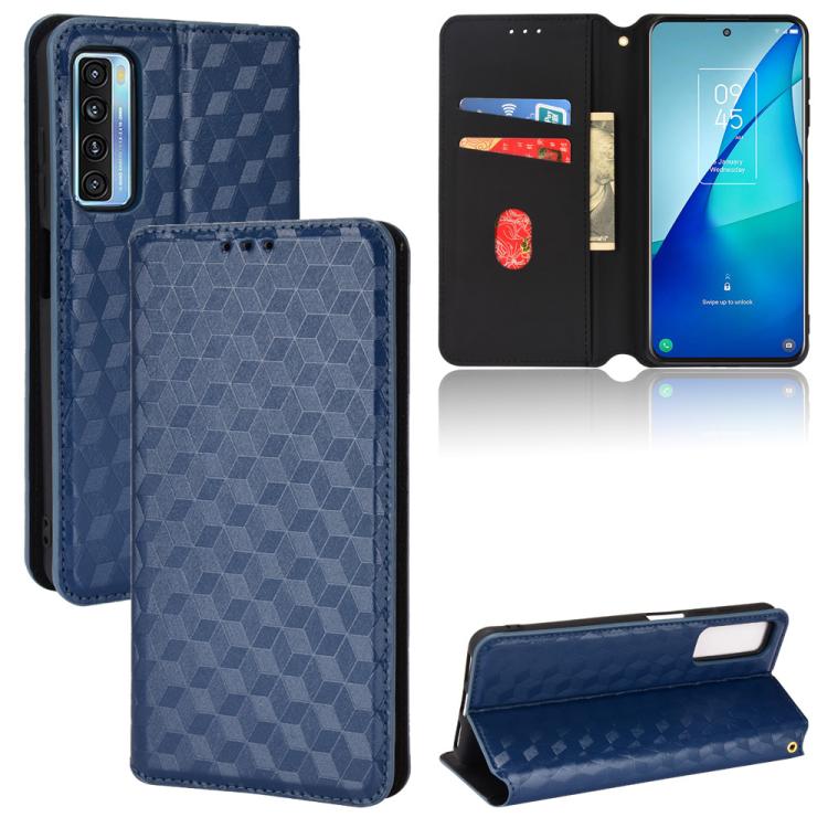 Cubic Grid Texture Flip Leather Phone Case, For TCL 20 XE, For TCL 20 5G / 20S / 20L / 20L+, For TCL 20 Pro 5G