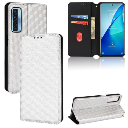 Cubic Grid Texture Flip Leather Phone Case, For TCL 20B 6159K, For TCL 205, For TCL 20 XE, For TCL 20 5G / 20S / 20L / 20L+, For TCL 20 Pro 5G