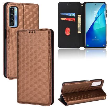 Cubic Grid Texture Flip Leather Phone Case, For TCL 20B 6159K, For TCL 205, For TCL 20 XE, For TCL 20 5G / 20S / 20L / 20L+, For TCL 20 Pro 5G