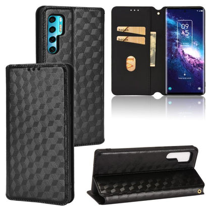 Cubic Grid Texture Flip Leather Phone Case, For TCL 20B 6159K, For TCL 205, For TCL 20 XE, For TCL 20 5G / 20S / 20L / 20L+, For TCL 20 Pro 5G