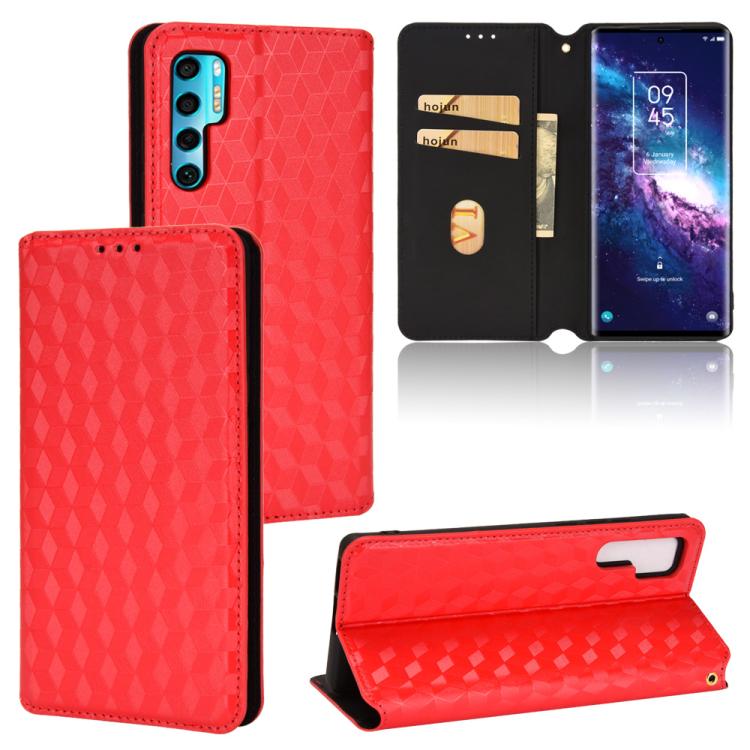 Cubic Grid Texture Flip Leather Phone Case, For TCL 20B 6159K, For TCL 205, For TCL 20 XE, For TCL 20 5G / 20S / 20L / 20L+, For TCL 20 Pro 5G