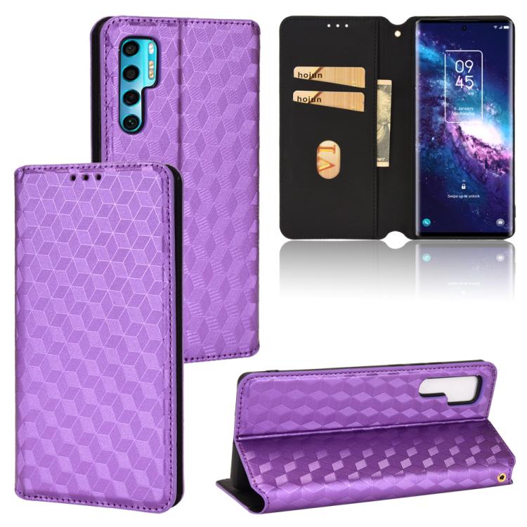 Cubic Grid Texture Flip Leather Phone Case, For TCL 20B 6159K, For TCL 205, For TCL 20 XE, For TCL 20 5G / 20S / 20L / 20L+, For TCL 20 Pro 5G