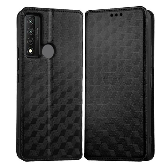 Cubic Grid Texture Flip Leather Phone Case, For TCL 20 XE, For TCL 20 5G / 20S / 20L / 20L+, For TCL 20 Pro 5G
