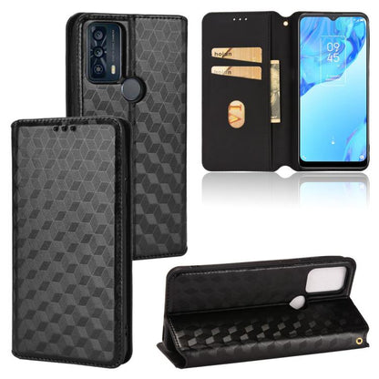 Cubic Grid Texture Flip Leather Phone Case, For TCL 20B 6159K, For TCL 205, For TCL 20 XE, For TCL 20 5G / 20S / 20L / 20L+, For TCL 20 Pro 5G