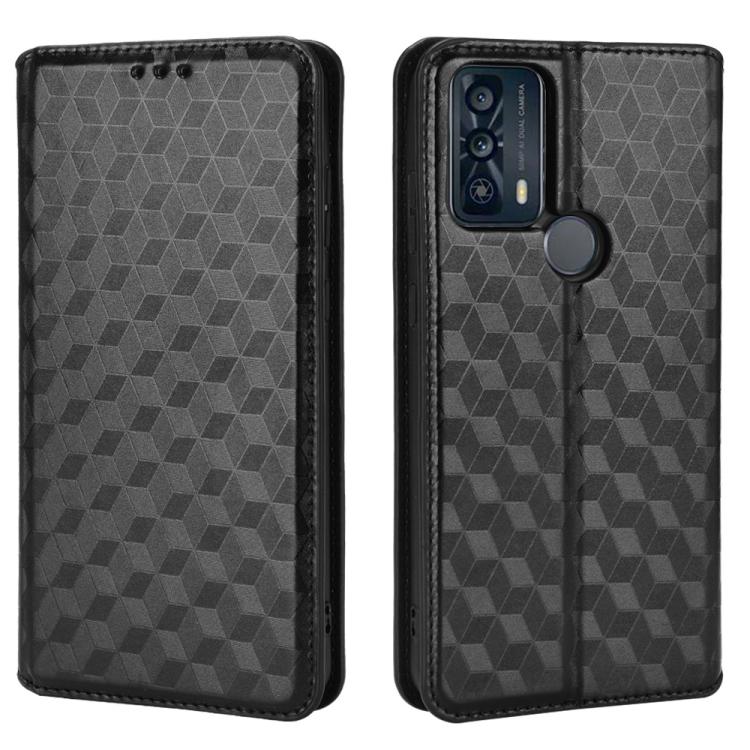 Cubic Grid Texture Flip Leather Phone Case, For TCL 20B 6159K, For TCL 205, For TCL 20 XE, For TCL 20 5G / 20S / 20L / 20L+, For TCL 20 Pro 5G
