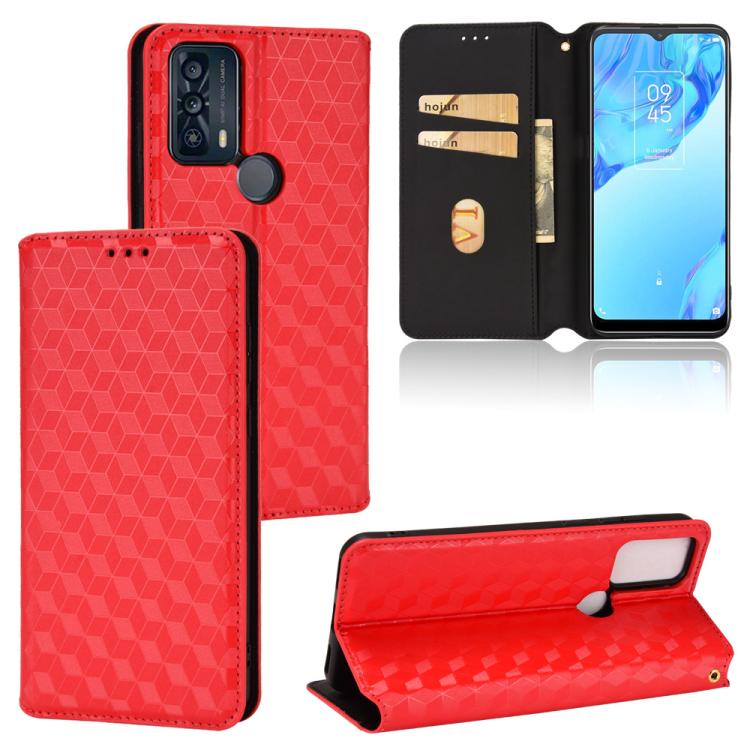 Cubic Grid Texture Flip Leather Phone Case, For TCL 20B 6159K, For TCL 205, For TCL 20 XE, For TCL 20 5G / 20S / 20L / 20L+, For TCL 20 Pro 5G