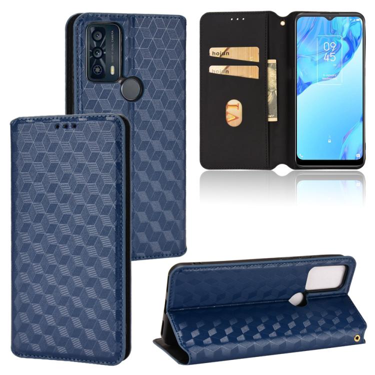 Cubic Grid Texture Flip Leather Phone Case, For TCL 20B 6159K, For TCL 205, For TCL 20 XE, For TCL 20 5G / 20S / 20L / 20L+, For TCL 20 Pro 5G