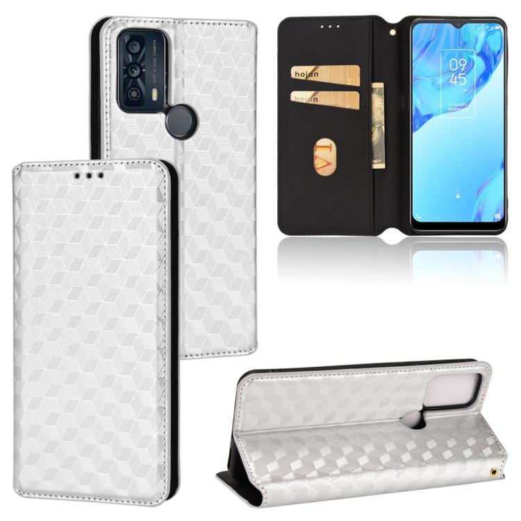 Cubic Grid Texture Flip Leather Phone Case, For TCL 20B 6159K, For TCL 205, For TCL 20 XE, For TCL 20 5G / 20S / 20L / 20L+, For TCL 20 Pro 5G