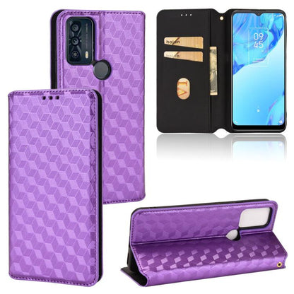Cubic Grid Texture Flip Leather Phone Case, For TCL 20B 6159K, For TCL 205, For TCL 20 XE, For TCL 20 5G / 20S / 20L / 20L+, For TCL 20 Pro 5G