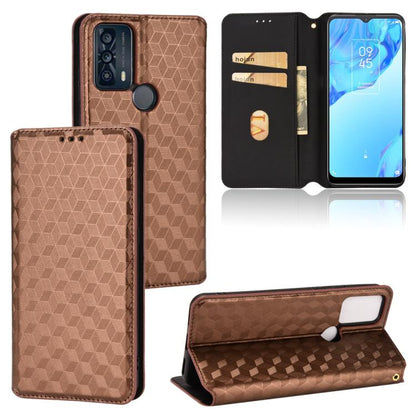 Cubic Grid Texture Flip Leather Phone Case, For TCL 20B 6159K, For TCL 205, For TCL 20 XE, For TCL 20 5G / 20S / 20L / 20L+, For TCL 20 Pro 5G