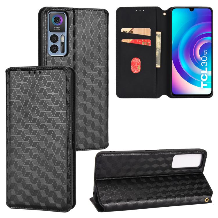 Cubic Grid Texture Flip Leather Phone Case, For TCL 303, For TCL 20 R 5G / 20 AX 5G / Bremen 5G, For TCL 30 4G / 5G / TCL 30+ 5G, For TCL 30 XE 5G / TCL 30 V 5G, For TCL 20E / TCL 20Y, For TCL 20B 6159K, For TCL 205, For TCL 20 XE                      ...