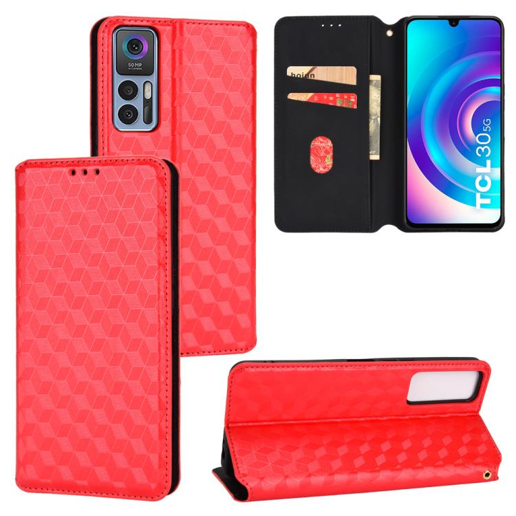 Cubic Grid Texture Flip Leather Phone Case, For TCL 303, For TCL 20 R 5G / 20 AX 5G / Bremen 5G, For TCL 30 4G / 5G / TCL 30+ 5G, For TCL 30 XE 5G / TCL 30 V 5G, For TCL 20E / TCL 20Y, For TCL 20B 6159K, For TCL 205, For TCL 20 XE                      ...