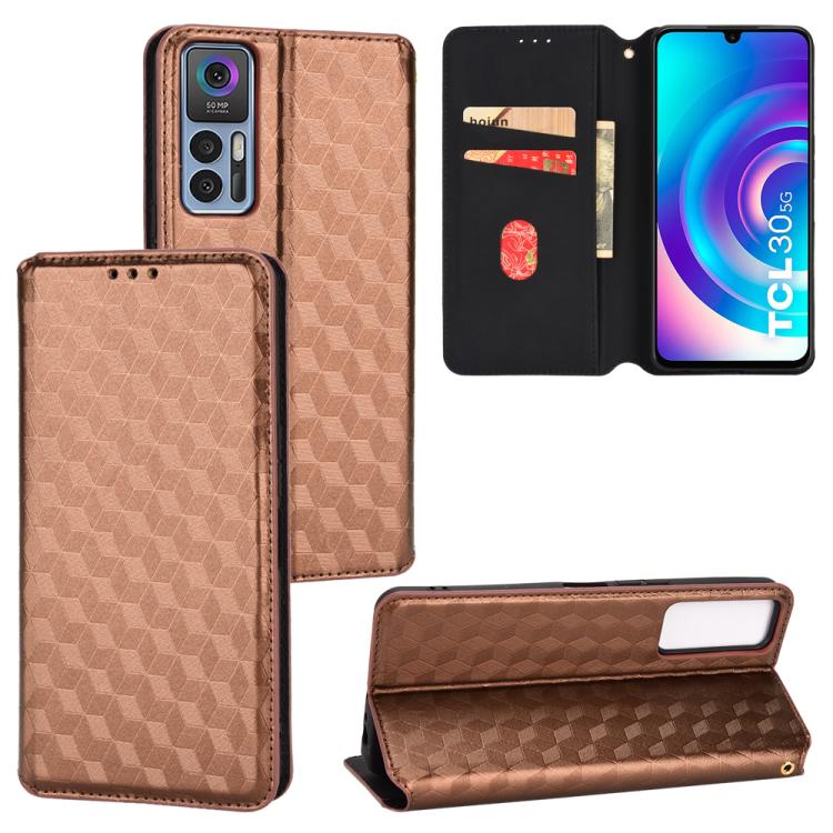 Cubic Grid Texture Flip Leather Phone Case, For TCL 303, For TCL 20 R 5G / 20 AX 5G / Bremen 5G, For TCL 30 4G / 5G / TCL 30+ 5G, For TCL 30 XE 5G / TCL 30 V 5G, For TCL 20E / TCL 20Y, For TCL 20B 6159K, For TCL 205, For TCL 20 XE                      ...