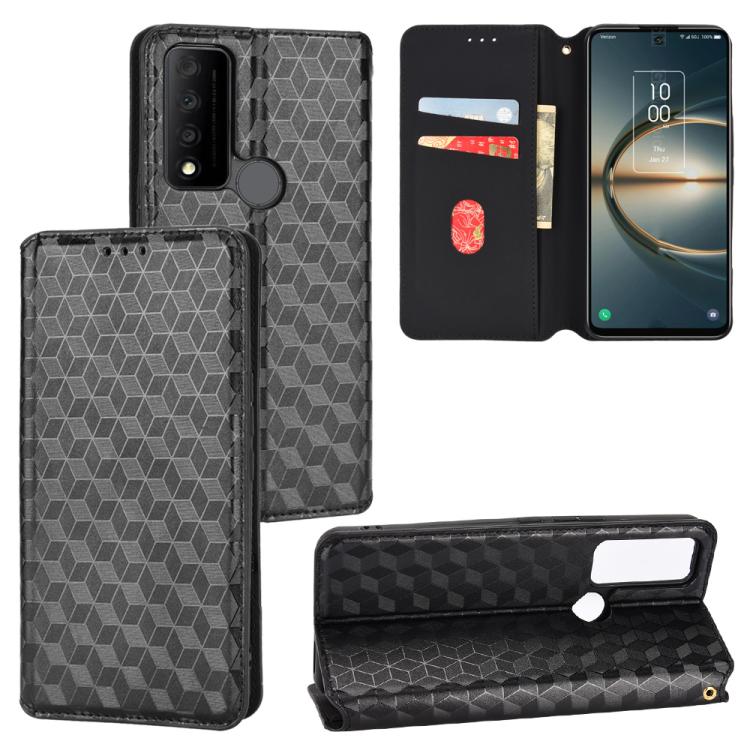 Cubic Grid Texture Flip Leather Phone Case, For TCL 20 R 5G / 20 AX 5G / Bremen 5G, For TCL 30 4G / 5G / TCL 30+ 5G, For TCL 30 XE 5G / TCL 30 V 5G, For TCL 20E / TCL 20Y, For TCL 20B 6159K, For TCL 205, For TCL 20 XE, For TCL 20 5G / 20S / 20L / 20L+ ...