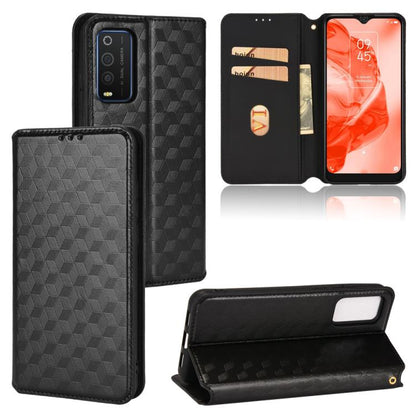 Cubic Grid Texture Flip Leather Phone Case, For TCL 20B 6159K, For TCL 205, For TCL 20 XE, For TCL 20 5G / 20S / 20L / 20L+, For TCL 20 Pro 5G