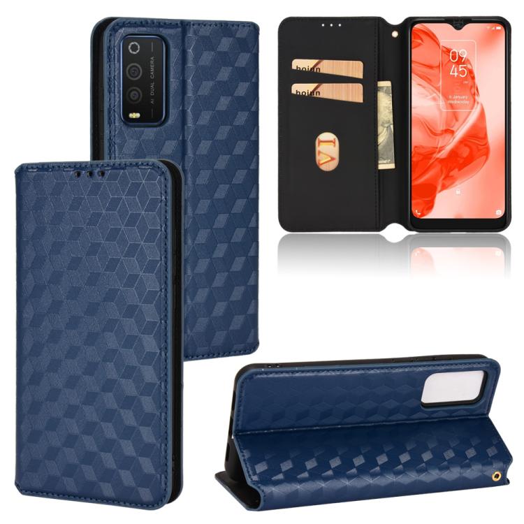 Cubic Grid Texture Flip Leather Phone Case, For TCL 20B 6159K, For TCL 205, For TCL 20 XE, For TCL 20 5G / 20S / 20L / 20L+, For TCL 20 Pro 5G