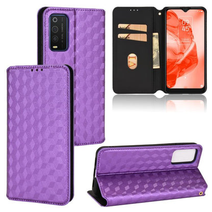Cubic Grid Texture Flip Leather Phone Case, For TCL 20B 6159K, For TCL 205, For TCL 20 XE, For TCL 20 5G / 20S / 20L / 20L+, For TCL 20 Pro 5G