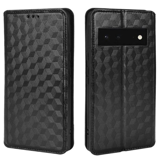 Cubic Grid Texture Flip Leather Phone Case, For Google Pixel 6