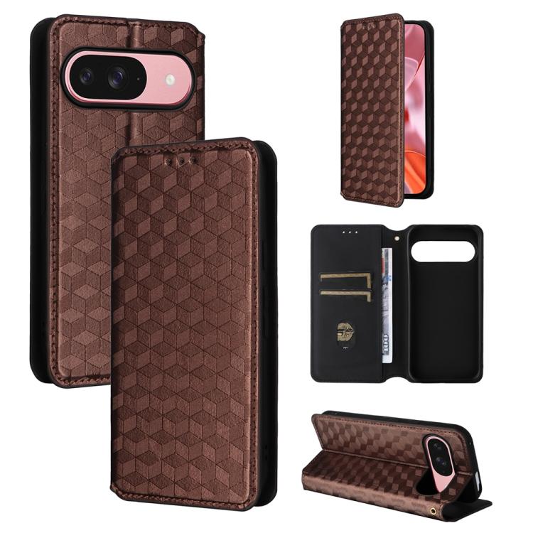 Cubic Grid Texture Flip Leather Phone Case, For Google Pixel 10a, For Google Pixel 10 Pro XL, For Google Pixel 10 / Pixel 10 Pro, For Google Pixel 9a, For Google Pixel 9 Pro XL, For Google Pixel 9 / Pixel 9 Pro, For Google Pixel 8a, For Google Pixel 8 ...