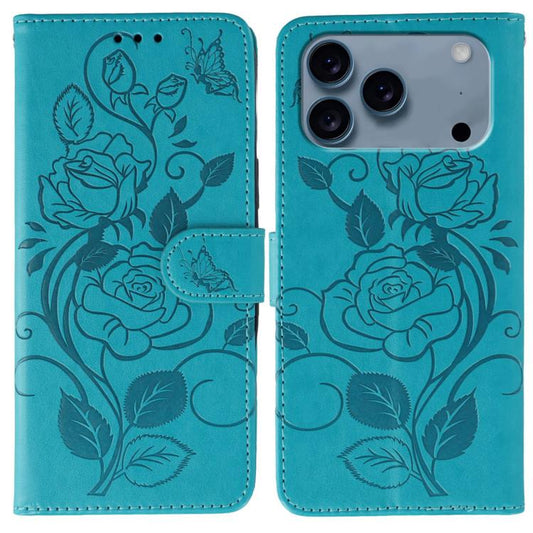 Rose Butterfly Embossed Leather Phone Case, For iPhone 18 Pro / 17 Pro, For iPhone 18 Pro Max / 17 Pro Max, For iPhone 17e / 16e, For iPhone 17, For iPhone Air