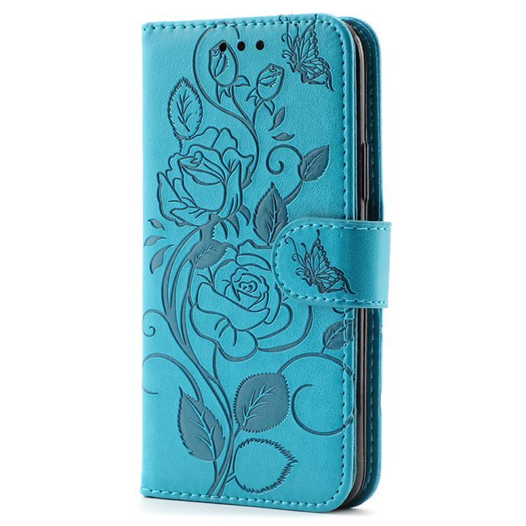 Rose Butterfly Embossed Leather Phone Case, For iPhone 18 Pro / 17 Pro, For iPhone 18 Pro Max / 17 Pro Max, For iPhone 17e / 16e, For iPhone 17, For iPhone Air
