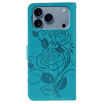 Rose Butterfly Embossed Leather Phone Case, For iPhone 18 Pro / 17 Pro, For iPhone 18 Pro Max / 17 Pro Max, For iPhone 17e / 16e, For iPhone 17, For iPhone Air