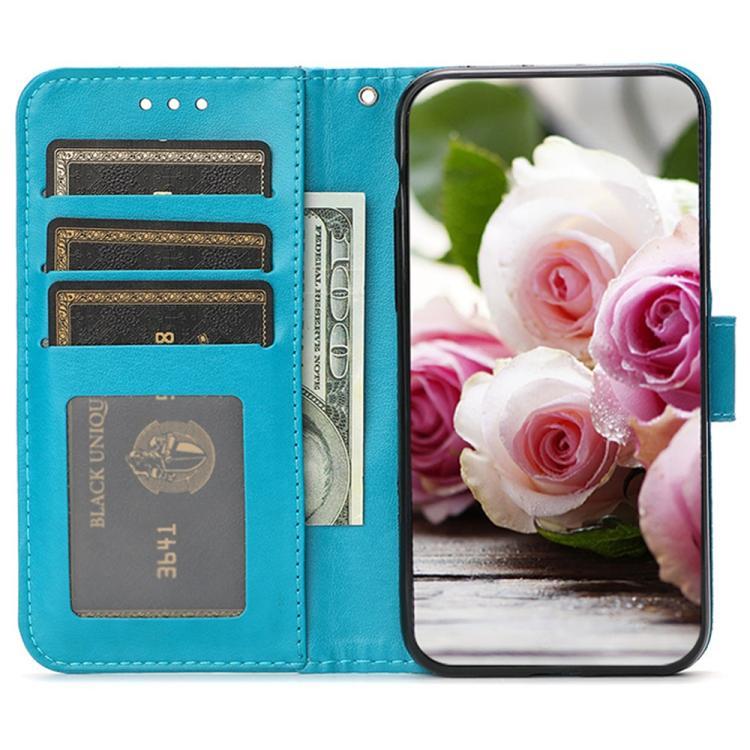 Rose Butterfly Embossed Leather Phone Case, For iPhone 18 Pro / 17 Pro, For iPhone 18 Pro Max / 17 Pro Max, For iPhone 17e / 16e, For iPhone 17, For iPhone Air
