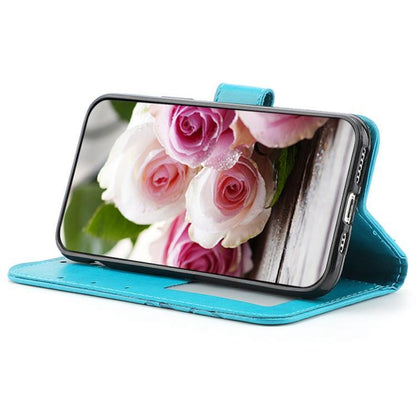 Rose Butterfly Embossed Leather Phone Case, For iPhone 18 Pro / 17 Pro, For iPhone 18 Pro Max / 17 Pro Max, For iPhone 17e / 16e, For iPhone 17, For iPhone Air