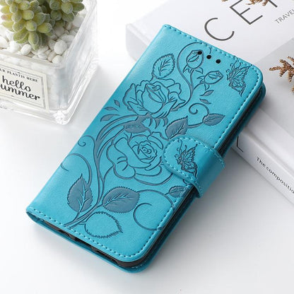 Rose Butterfly Embossed Leather Phone Case, For iPhone 18 Pro / 17 Pro, For iPhone 18 Pro Max / 17 Pro Max, For iPhone 17e / 16e, For iPhone 17, For iPhone Air