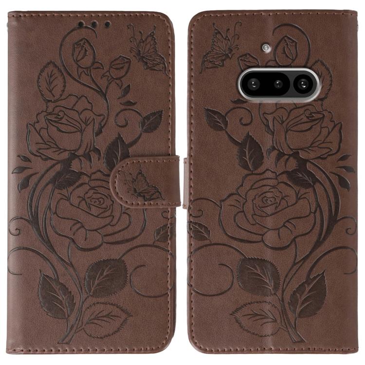 Rose Butterfly Embossed Leather Phone Case, For Nothing CMF Phone 2 Pro, For Nothing Phone 3a, For Nothing Phone 3a Pro, For Nothing CMF Phone 1