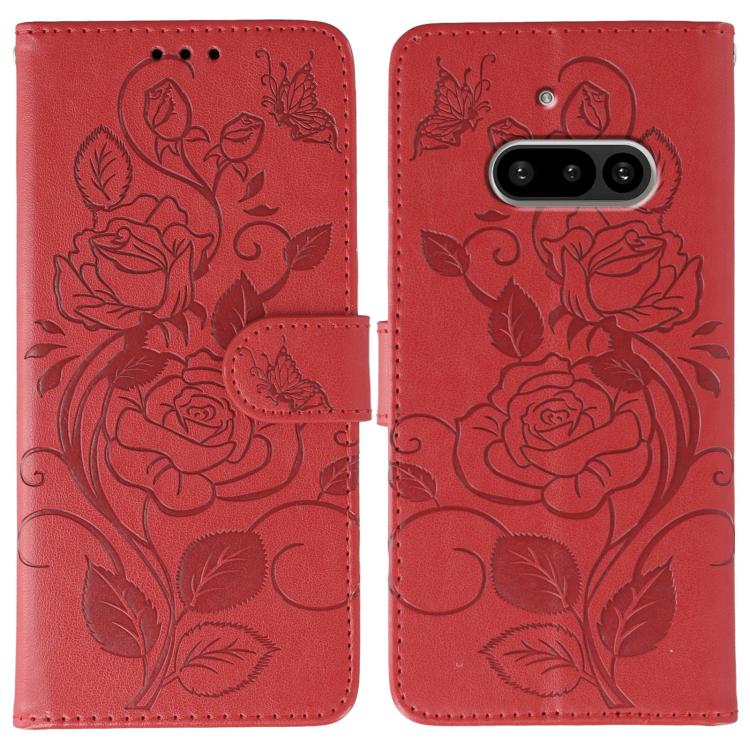 Rose Butterfly Embossed Leather Phone Case, For Nothing CMF Phone 2 Pro, For Nothing Phone 3a, For Nothing Phone 3a Pro, For Nothing CMF Phone 1