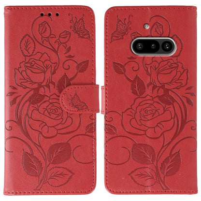 Rose Butterfly Embossed Leather Phone Case, For Nothing CMF Phone 2 Pro, For Nothing Phone 3a, For Nothing Phone 3a Pro, For Nothing CMF Phone 1