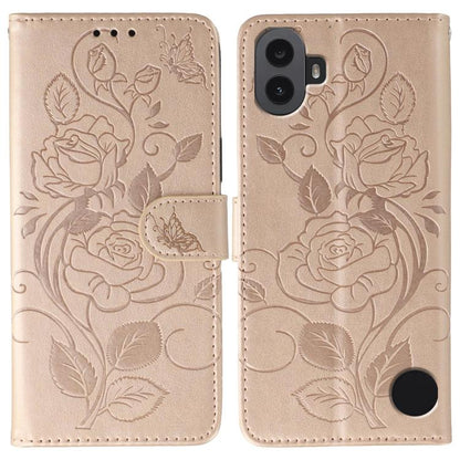 Rose Butterfly Embossed Leather Phone Case, For Nothing CMF Phone 2 Pro, For Nothing Phone 3a, For Nothing Phone 3a Pro, For Nothing CMF Phone 1