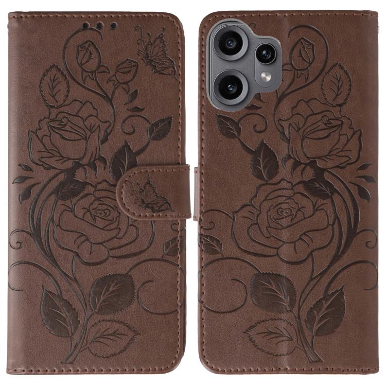 Rose Butterfly Embossed Leather Phone Case, For Nothing CMF Phone 2 Pro, For Nothing Phone 3a, For Nothing Phone 3a Pro, For Nothing CMF Phone 1
