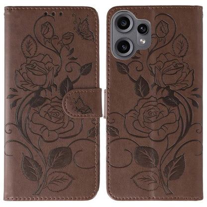 Rose Butterfly Embossed Leather Phone Case, For Nothing CMF Phone 2 Pro, For Nothing Phone 3a, For Nothing Phone 3a Pro, For Nothing CMF Phone 1