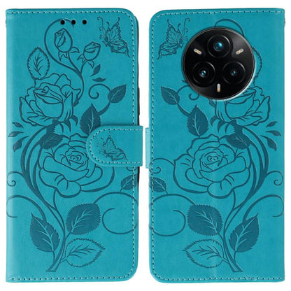 Rose Butterfly Embossed Leather Phone Case, For Realme 14 Pro+, For Realme 14 Pro, For Realme 14x, For Realme GT 7 Pro