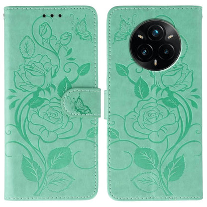Rose Butterfly Embossed Leather Phone Case, For Realme 14 Pro+, For Realme 14 Pro, For Realme 14x, For Realme GT 7 Pro