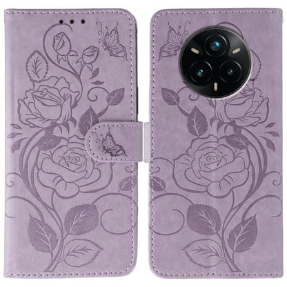 Rose Butterfly Embossed Leather Phone Case, For Realme 14 Pro+, For Realme 14 Pro, For Realme 14x, For Realme GT 7 Pro