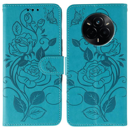Rose Butterfly Embossed Leather Phone Case, For Realme 14 Pro+, For Realme 14 Pro, For Realme 14x, For Realme GT 7 Pro