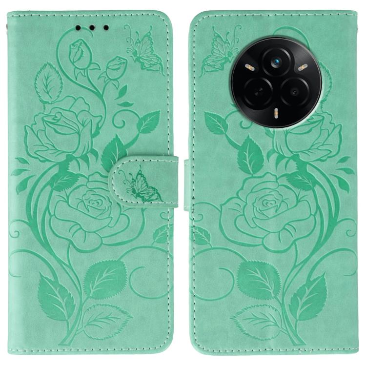 Rose Butterfly Embossed Leather Phone Case, For Realme 14 Pro+, For Realme 14 Pro, For Realme 14x, For Realme GT 7 Pro