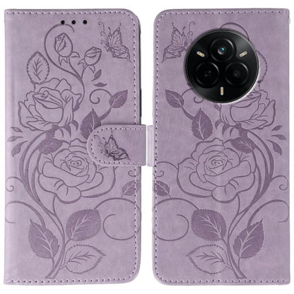 Rose Butterfly Embossed Leather Phone Case, For Realme 14 Pro+, For Realme 14 Pro, For Realme 14x, For Realme GT 7 Pro
